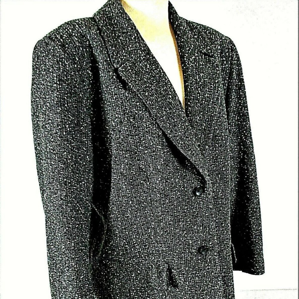 Liz Claiborne womens 14 black WOOL coat (B9)E1MT